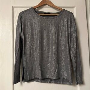 Banana Republic Long Sleeve Metallic Silver Shirt Small